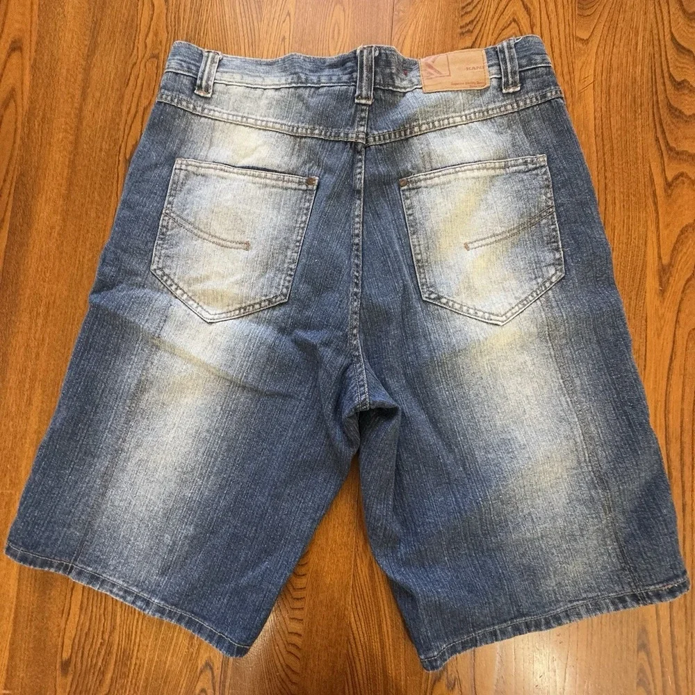 Vintage Y2K Karl Kani Blue Denim Skater Hip Hop Baggy Loose Jean Shorts Men's 36